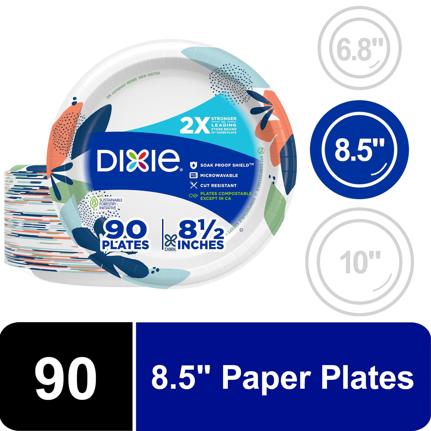 Dixie Paper Plates, 8.5 Inch — 90 ct