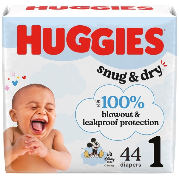 Huggies Snug & Dry Baby Diapers — Size 1 — 44 ct