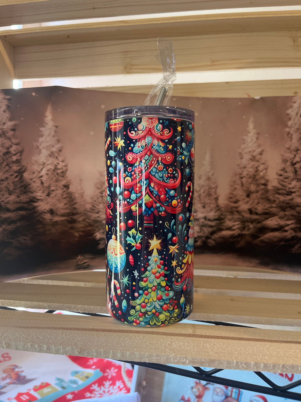 Christmas Wrap Blue  16 oz Tumbler