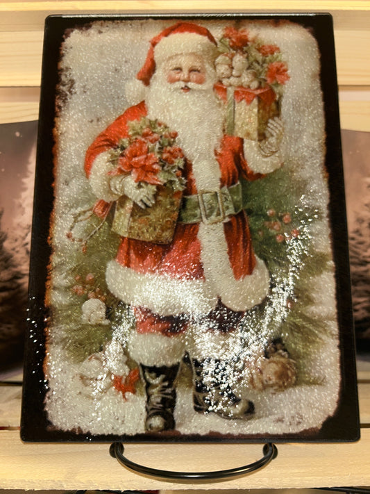 Vintage Santa Glass Cutting Board