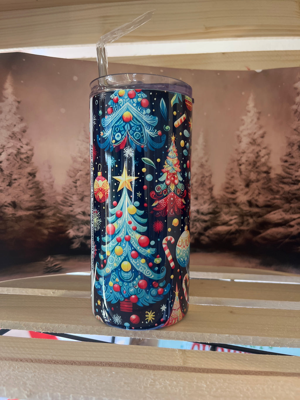 Christmas Wrap Blue  16 oz Tumbler