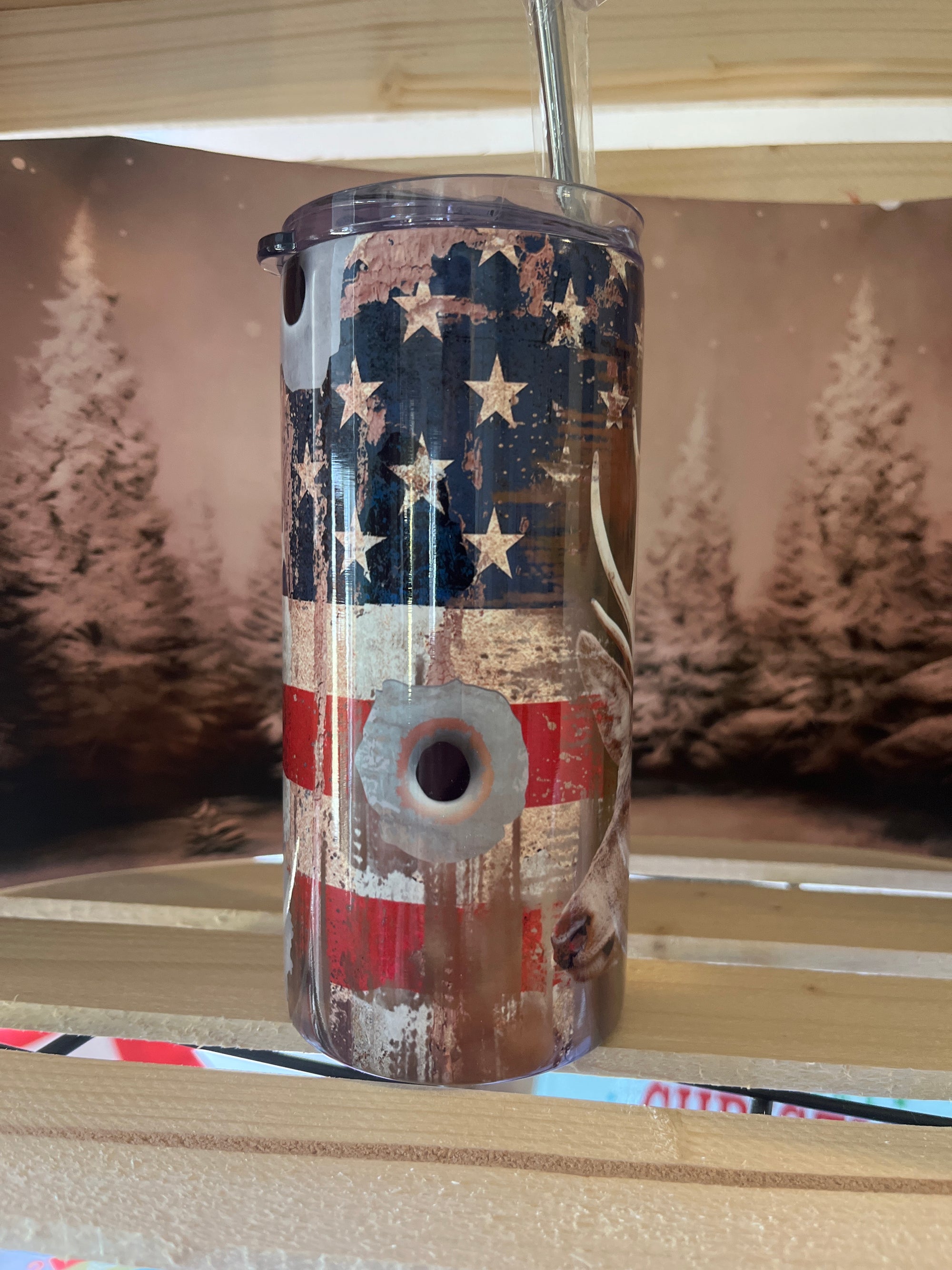 Bullet Hole Deer 16 oz Tumbler