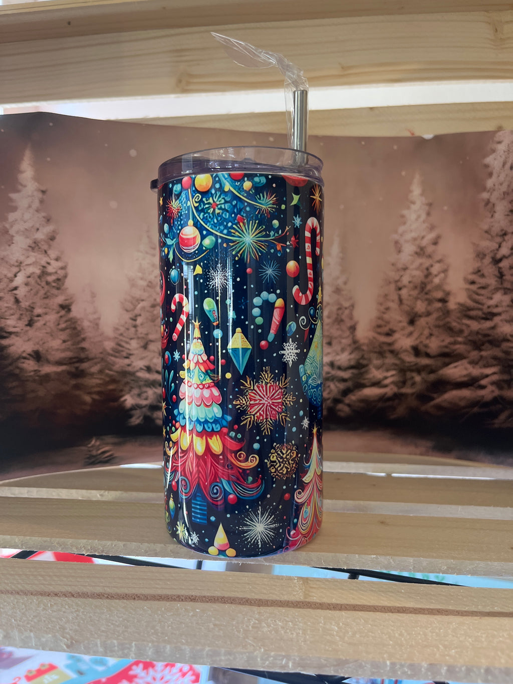 Christmas Wrap Blue  16 oz Tumbler