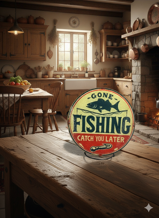 "Gone Fishing" Tempered Glass Cutting Board