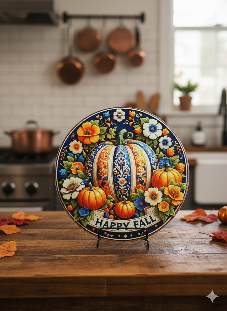Celebrate Autumn's Beauty with Our "Happy Fall" Decorative Cutting Board!