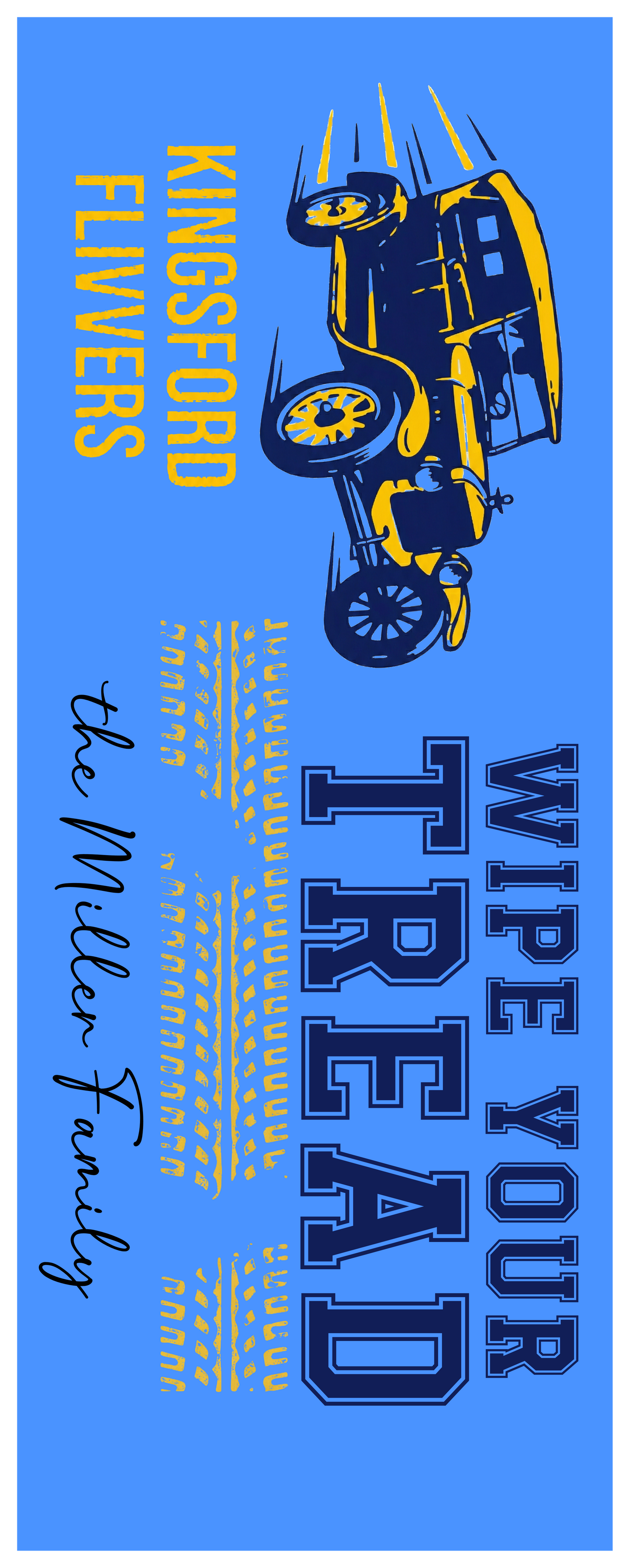 Personalized Kingsford Flivvers "Wipe Your Treads" Doormat - Maize &amp; Blue